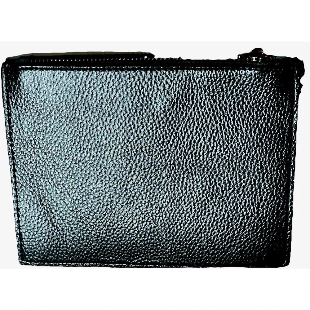 Big‎ Buddha Aqua Metallic Leather Pouch Hand Painted Yorkie Dog Clutch Bag